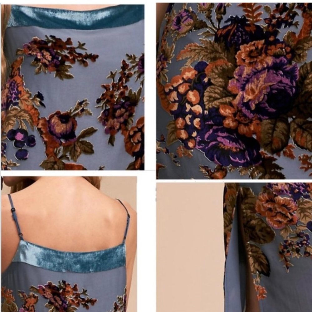 Anthropologie BHLDN Carlson Velvet Burnout Vintage Style Slip Dress Small - Picture 3 of 9